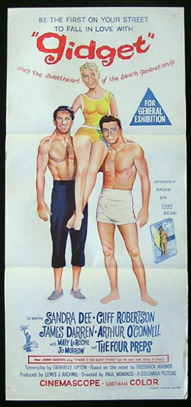 GIDGET Original Daybill Movie poster 1959 Sandra Dee SURFING CLASSIC