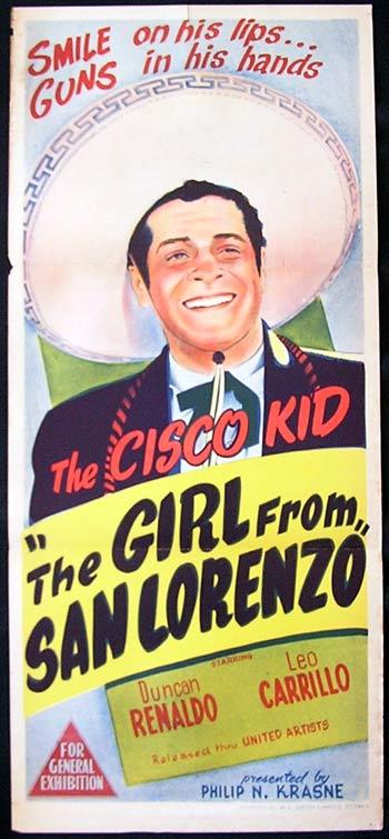 THE GIRL FROM SAN LORENZO Original Daybill Movie Poster Duncan Renaldo as The Cisco Kid