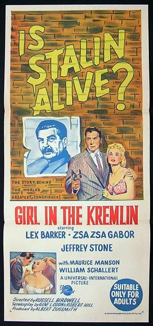 GIRL IN THE KREMLIN Movie Poster 1957 Lex Barker Film Noir RARE daybill