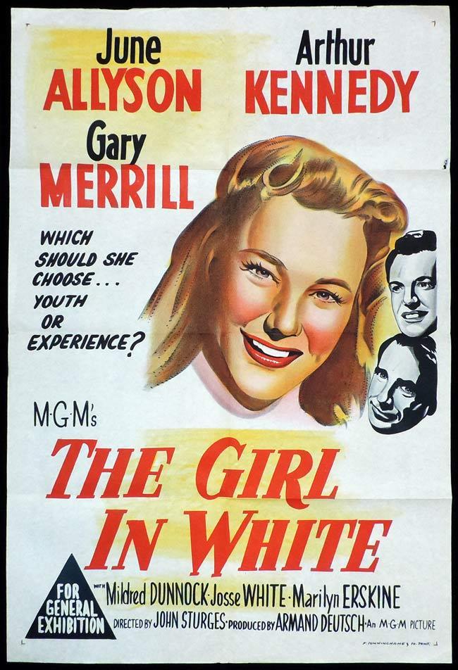 THE GIRL IN WHITE Original One sheet Movie Poster June Allyson Gary Merrill