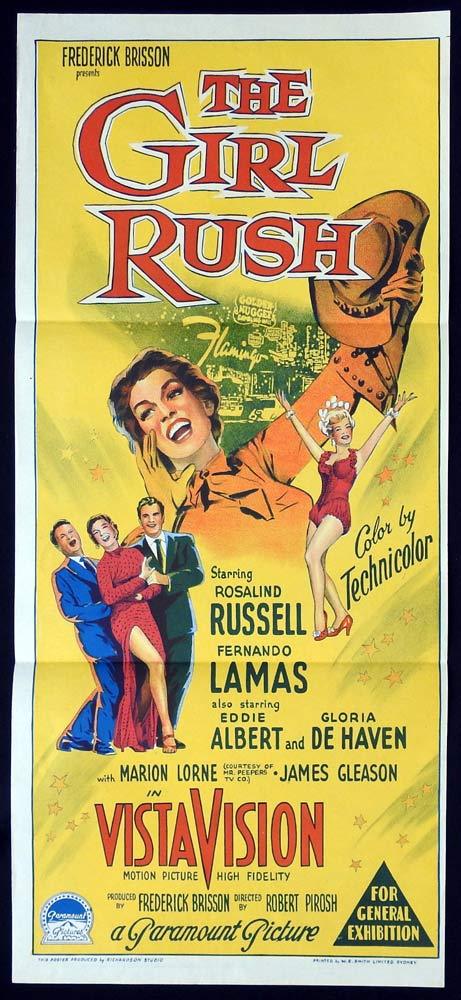 THE GIRL RUSH Original Daybill Movie poster Rosalind Russell Fernando Lamas