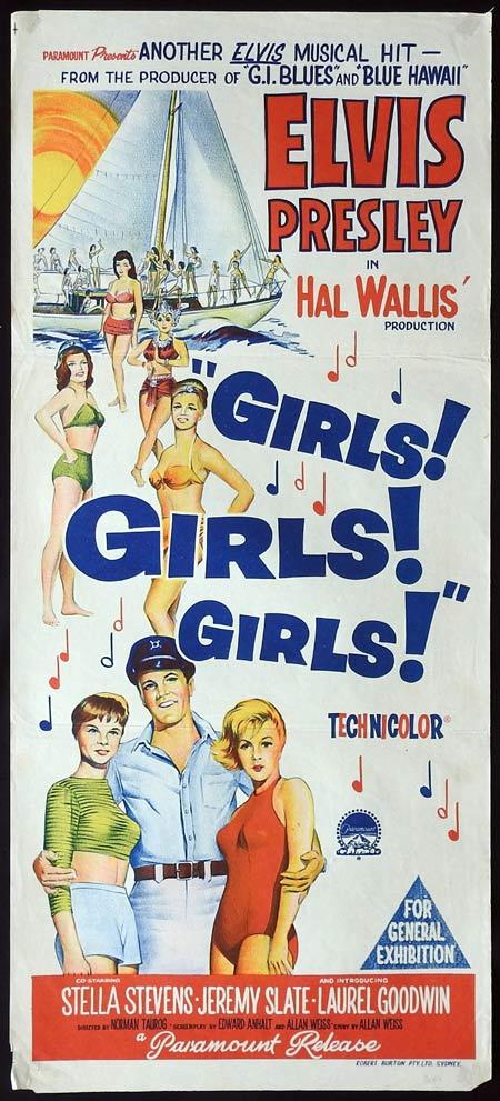GIRLS GIRLS GIRLS Original daybill Movie Poster Elvis Presley Stella Stevens