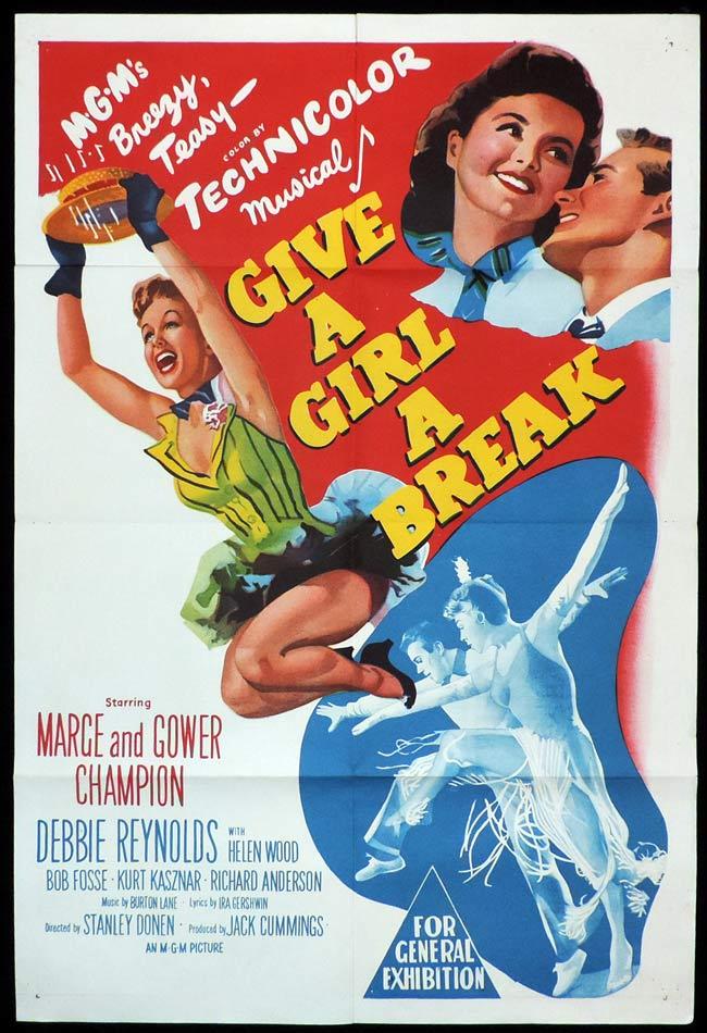 GIVE A GIRL A BREAK Original One sheet Movie Poster MARGE AND GOWER CHAMPION
