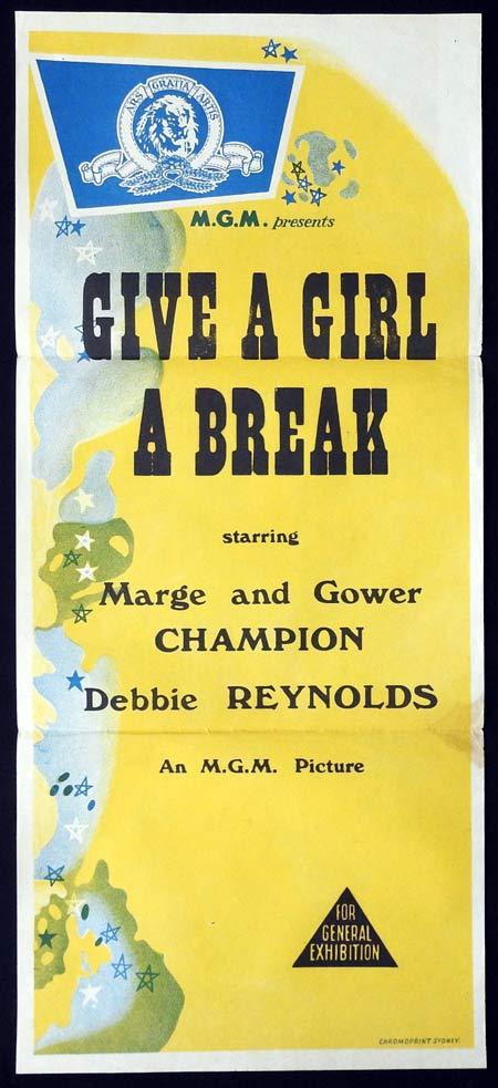 GIVE A GIRL A BREAK Original Daybill Movie Poster Give a Girl a Break, Debbie Reynolds Marge and Gower Champion