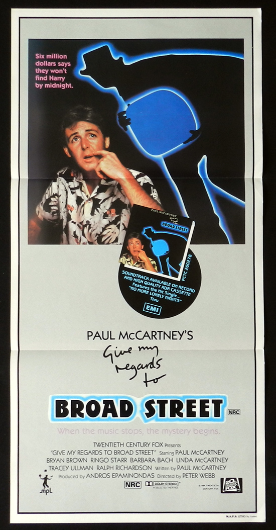 GIVE MY REGARDS TO BROAD STREET Original Daybill Movie Poster Paul McCartney