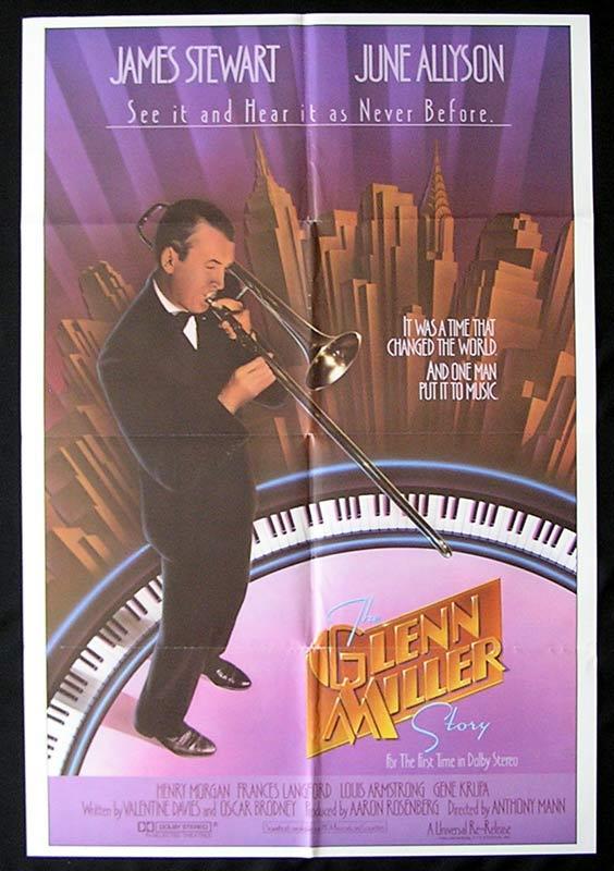 THE GLENN MILLER STORY Original One sheet Movie poster James Stewart June Allyson 1985r