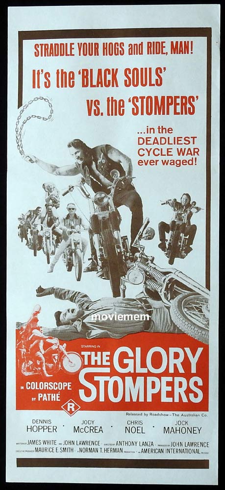 THE GLORY STOMPERS Original Daybill Movie Poster Dennis Hopper Motorcycle Biker
