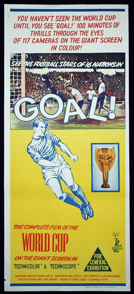 GOAL Original Daybill Movie Poster Enlgand 1966 World Cup soccer
