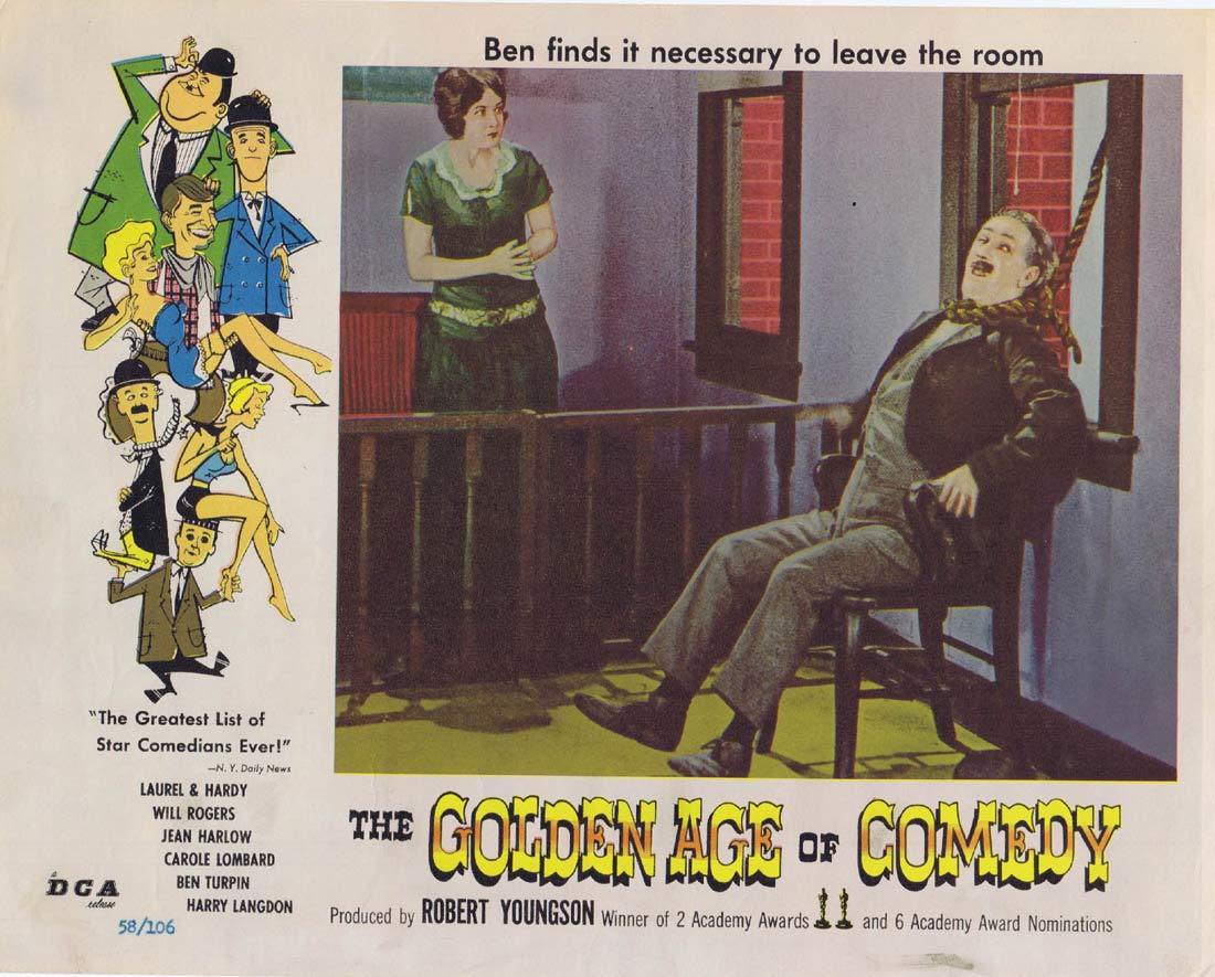 THE GOLDEN AGE OF COMEDY Original Lobby Card Ben Turpin Laurel and Hardy