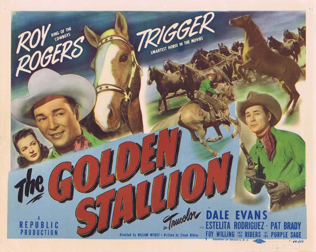 THE GOLDEN STALLION Original Title Lobby Card Roy Rogers