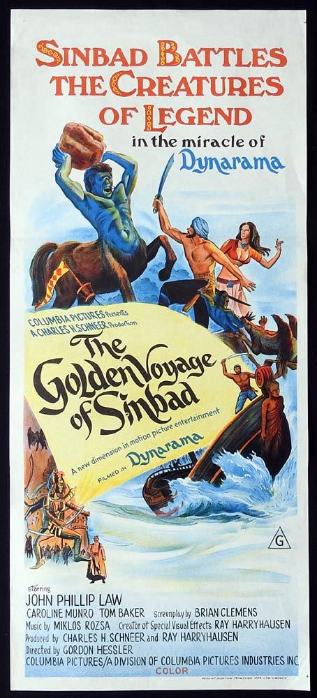THE GOLDEN VOYAGE OF SINBAD Original Daybill Movie Poster Caroline Munro