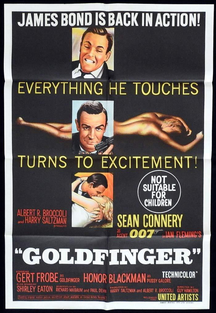 GOLDFINGER Original AUSTRALIAN One sheet Movie Poster James Bond VERY Rare