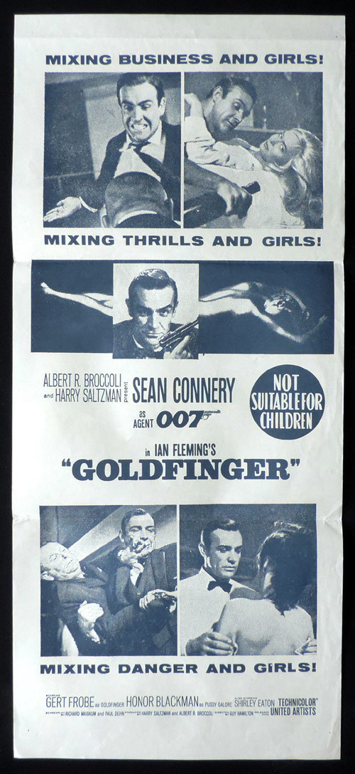 GOLDFINGER 1960sr James Bond Connery ORIGINAL daybill Movie poster