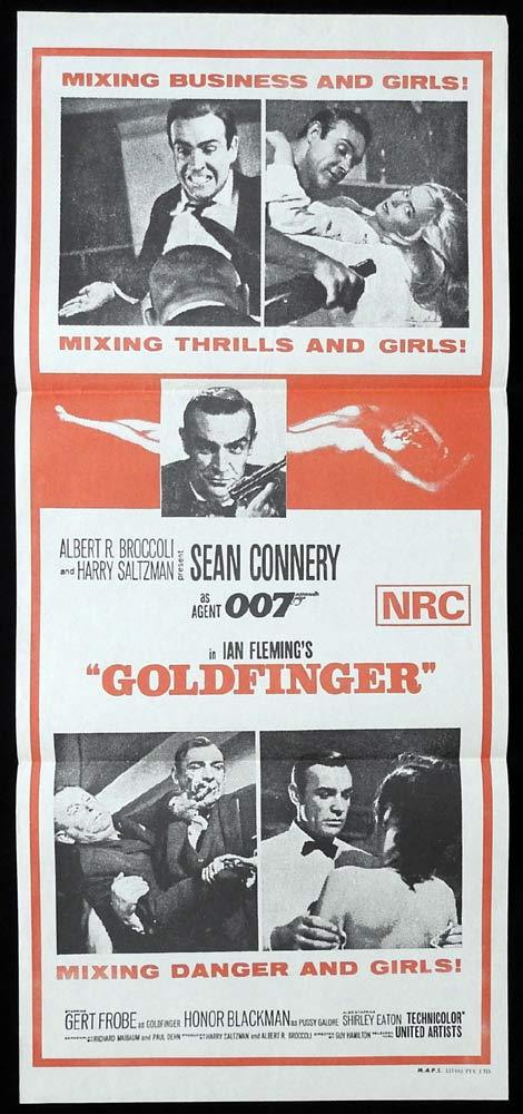 GOLDFINGER 1970sr James Bond Connery ORIGINAL daybill Movie poster