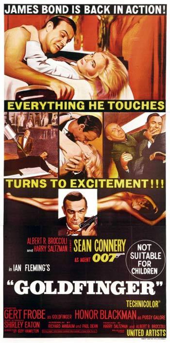 GOLDFINGER ’64 James Bond Connery ORIGINAL AUST 3 sheet poster