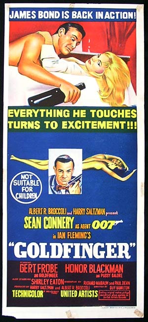 GOLDFINGER 1964 James Bond Connery ORIGINAL rare daybill Movie poster