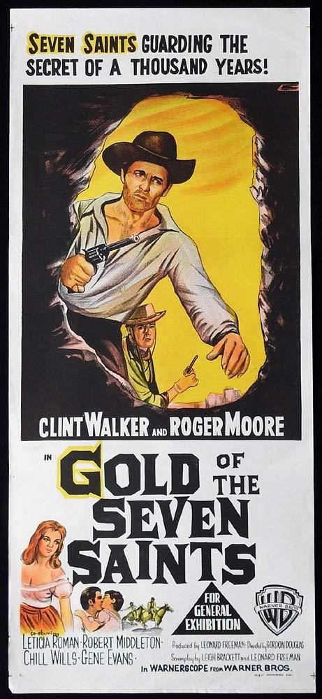 GOLD OF THE SEVEN SAINTS Original Daybill Movie Poster Clint Walker Roger Moore
