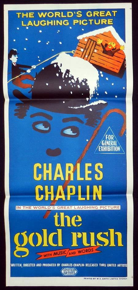 THE GOLD RUSH Original Daybill Movie Poster 1950sr Charlie Chaplin