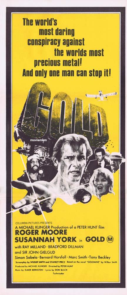 GOLD Australian Daybill Movie Poster Roger Moore
