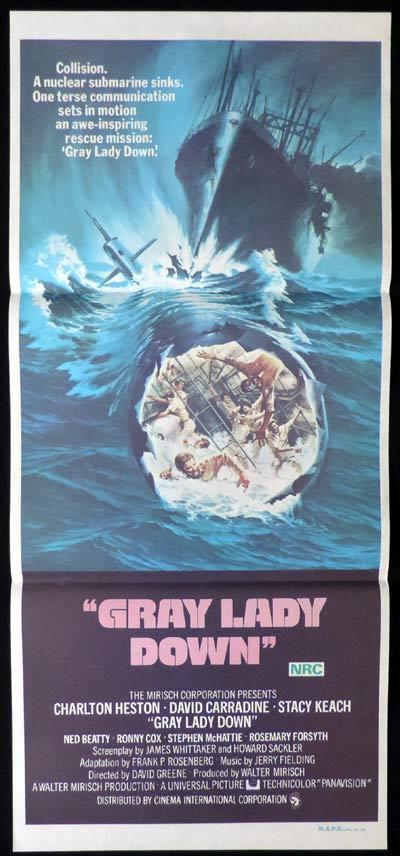 GRAY LADY DOWN daybill Movie poster Charlton Heston