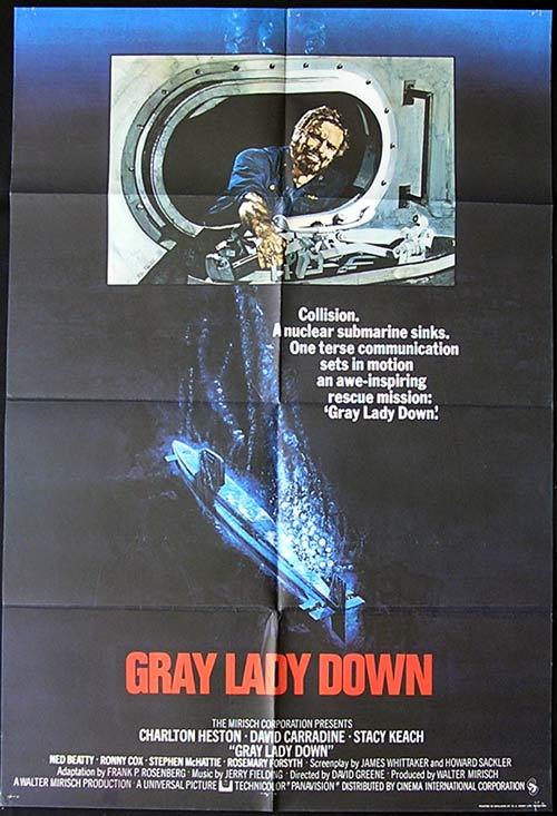 GRAY LADY DOWN Movie poster 1966 Rare CHARLTON HESTON British One sheet