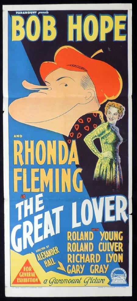 THE GREAT LOVER Original Daybill Movie Poster RHONDA FLEMING Bob Hope Richardson Studio