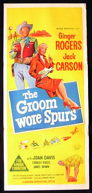 THE GROOM WORE SPURS Daybill Movie poster Ginger Rogers Jack Carson