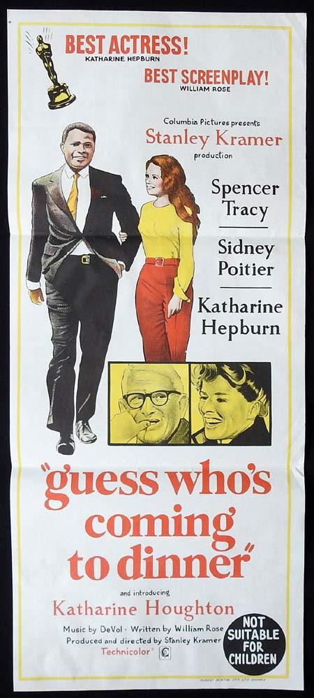 GUESS WHOS COMING TO DINNER Original Daybill Movie Poster Spencer Tracy Katharine Hepburn