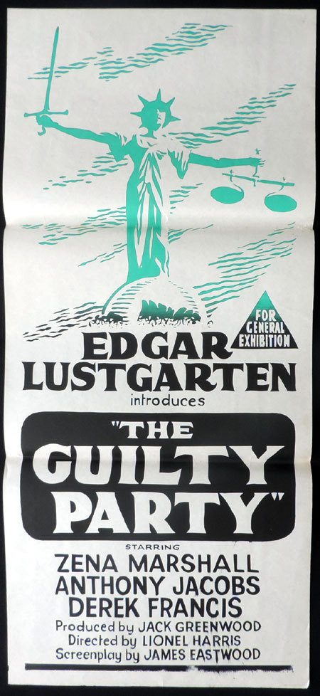THE GUILTY PARTY Daybill Movie poster Edgar Lustgarten Zena Marshall SCALES OF JUSTICE