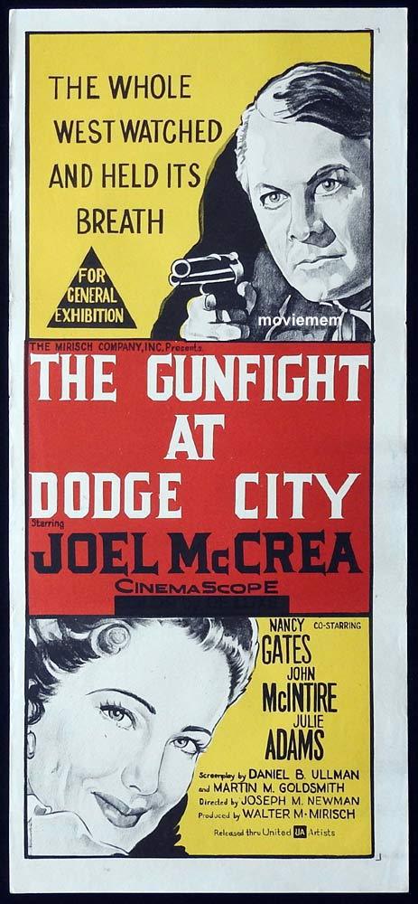 GUNFIGHT AT DODGE CITY Original Daybill Movie Poster Joel McCrea Julie Adams