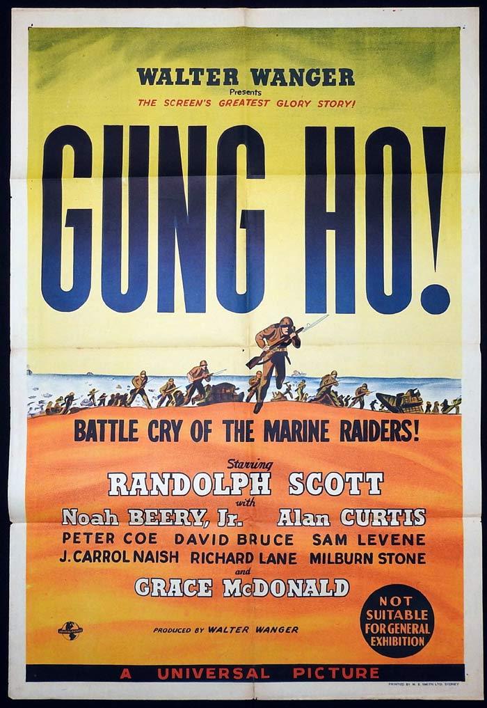 GUNG HO Original One sheet Movie poster RANDOLPH SCOTT Alan Curtis Noah Beery
