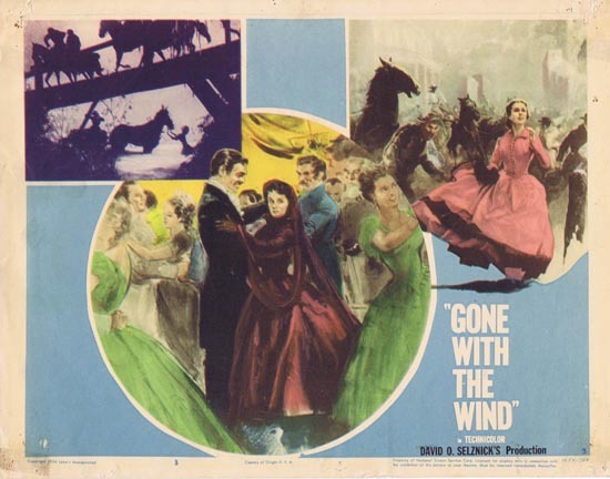 GONE WITH THE WIND Lobby Card 3 1954r Clark Gable Vivien Leigh