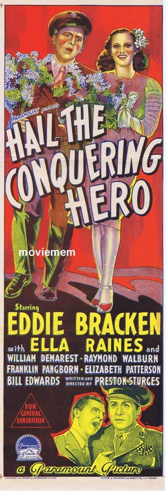 HAIL THE CONQUERING HERO Original Daybill Movie Poster  Eddie Bracken Ella Raines