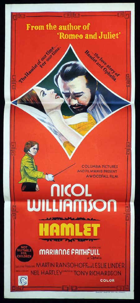 HAMLET Original Daybill Movie poster NICOL WILLIAMSON Marianne Faithfull