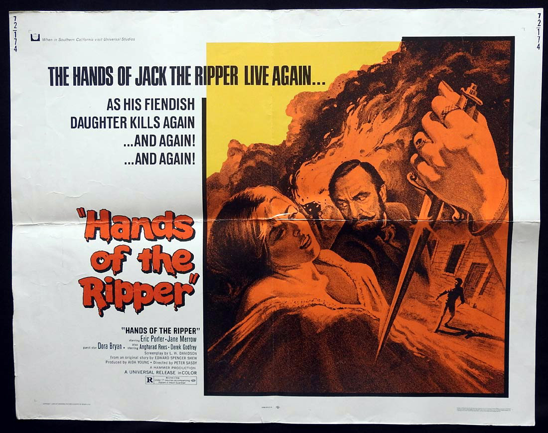HANDS OF THE RIPPER US Half sheet Movie poster Hammer Horror