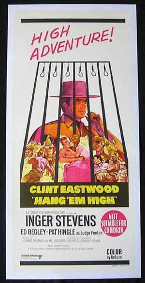 HANG EM HIGH 1968 Clint Eastwood Original Linen Backed Movie Poster