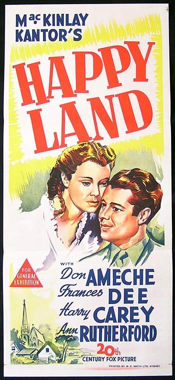 HAPPY LAND Original Daybill Movie Poster 1943 Don Ameche Frances Dee