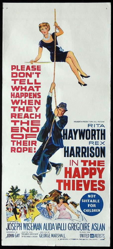 THE HAPPY THIEVES Original Daybill Movie Poster Rita Hayworth Rex Harrison