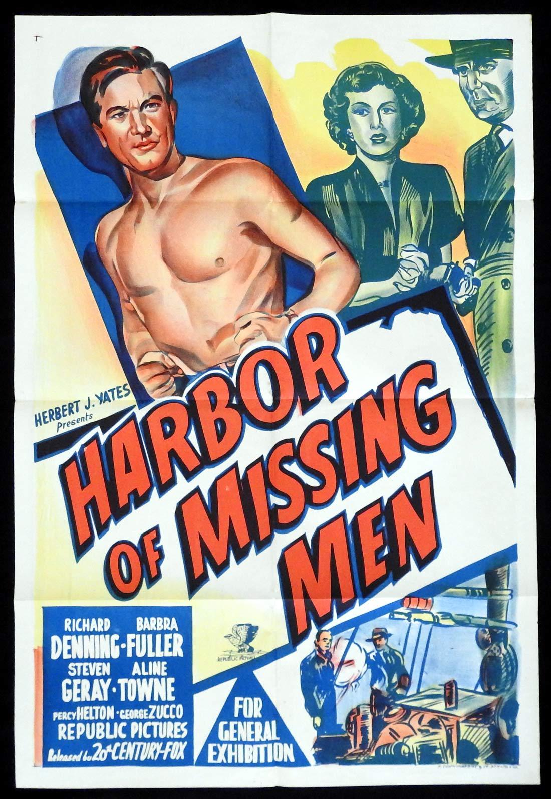 HARBOR OF MISSING MEN Original One sheet Movie poster Richard Denning Barbra Fuller