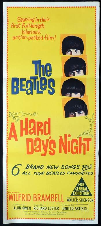A HARD DAY’S NIGHT Daybill Movie poster THE BEATLES