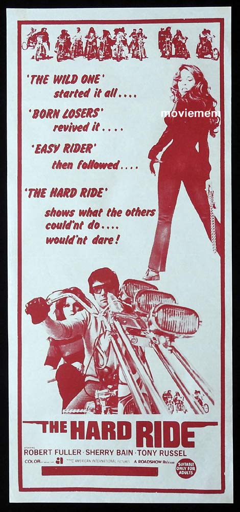 THE HARD RIDE Original Daybill Movie Poster Robert Fuller Motorcycle Biker