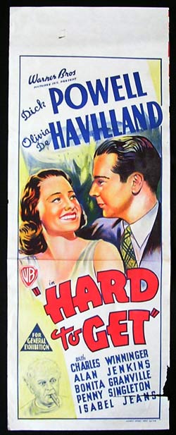 HARD TO GET Long Daybill Movie poster 1938 Olivia DeHavilland