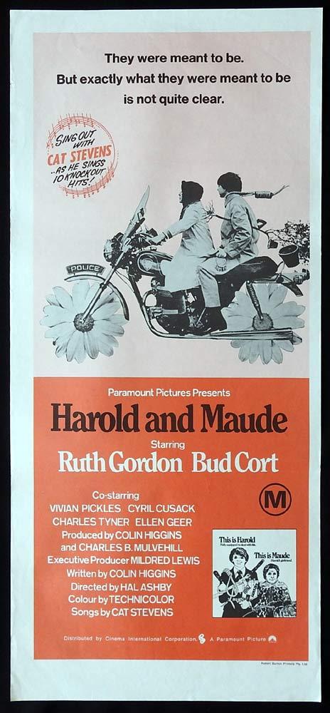 HAROLD AND MAUDE Original 70s Daybill Movie Poster Ruth Gordon Bud Cort