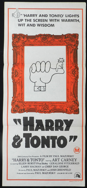 HARRY AND TONTO Australian Daybill Movie poster Art Carney Ellen Burstyn