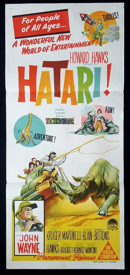 HATARI Original Daybill Movie Poster John Wayne Elsa Martinelli Hardy Krüger