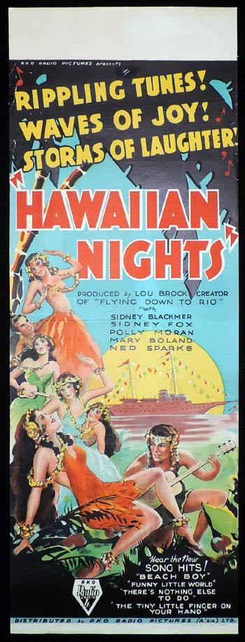HAWAIIAN NIGHTS Long daybill Movie Poster 1934 RKO Musical