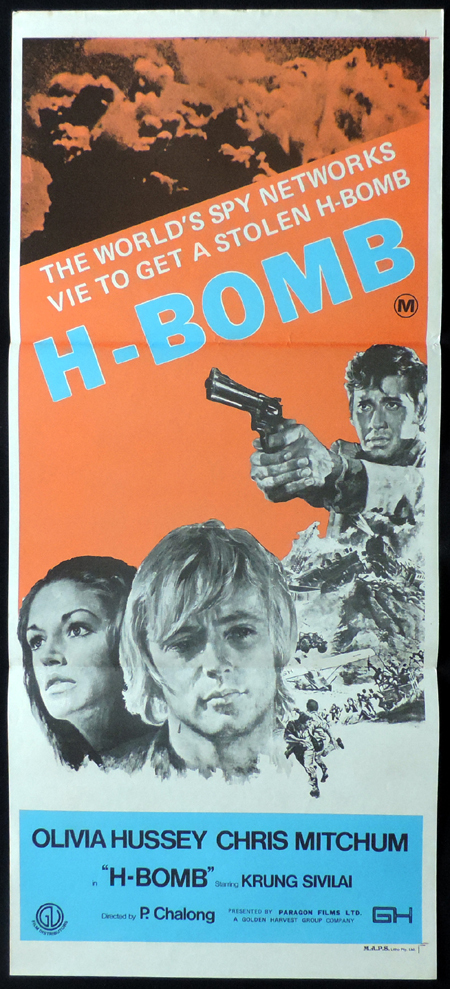 H BOMB Original Daybill Movie poster Christopher Mitchum Olivia Hussey