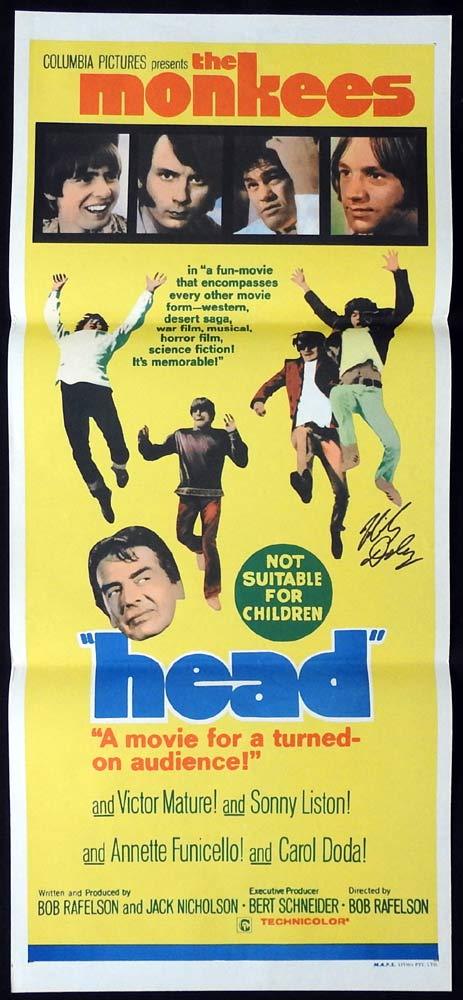 HEAD THE MONKEES Original Daybill Movie poster AUTOGRAPHED by MICKY DOLENZ