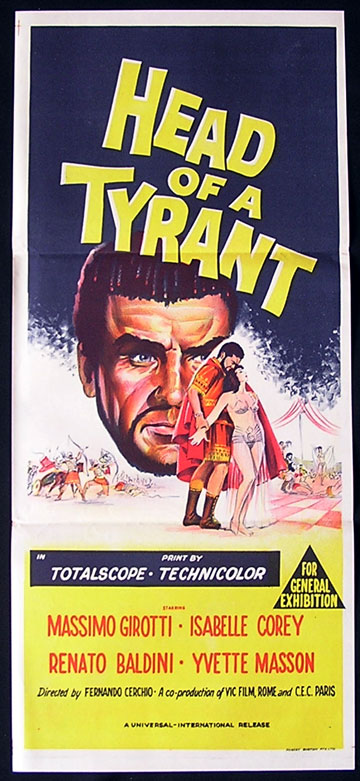 HEAD OF A TYRANT Daybill Movie Poster 1959 Massimo Girotti Australian Daybill