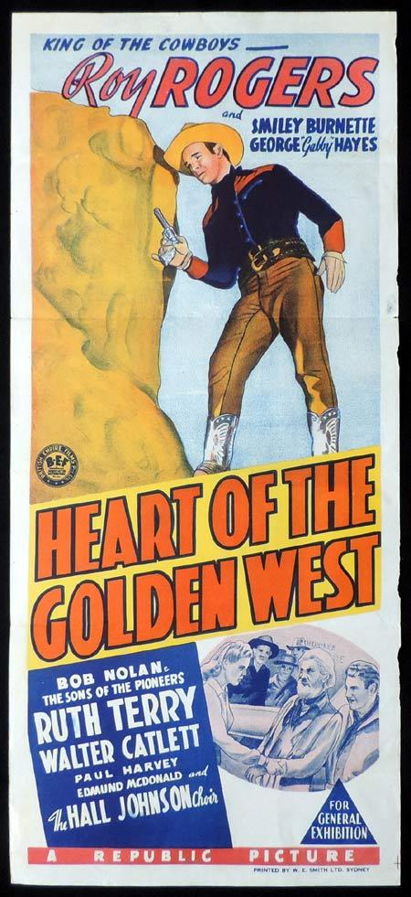 HEART OF THE GOLDEN WEST Original Daybill Movie Poster Clark Gable Roy Rogers